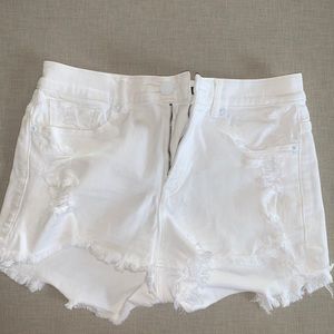 Express White Destructed Jean Shorts